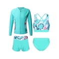 thumbnail image 1 of TTAO Girls Swimming Costumes 3 Piece Tankini Swimsuit Rashguard Swimwear UPF 50+ Long Sleeve Bathing Suits Light Green 16, 1 of 7
