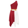 thumbnail image 4 of Jhaoyu Robe de Danse Asymétrique pour Filles Enfants, Robe de Danse Lyrique, Bloc de Couleur, Robe de Culte Liturgique Bourgogne 8, 4 of 7