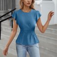 thumbnail image 2 of Zpanxa Women's Chiffon Blouse with Flutter Ruffle Sleeves and Fitted Waist, Solid Color Top, 2 of 4