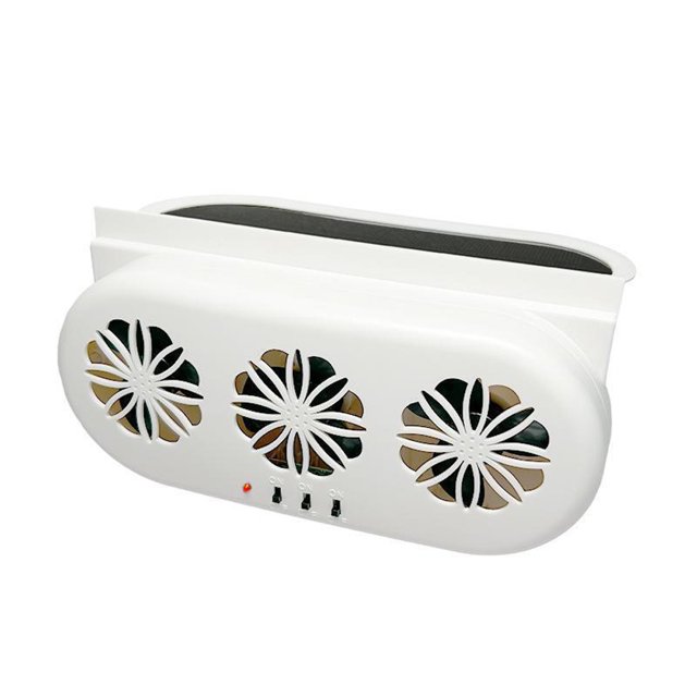 3-Fan Car Exhaust Fan USB & Solar Powered Air Circulation Fan Ventilator Silent Air Vent Cooler Automotive Radiator Cooling Fan with Independent Switch