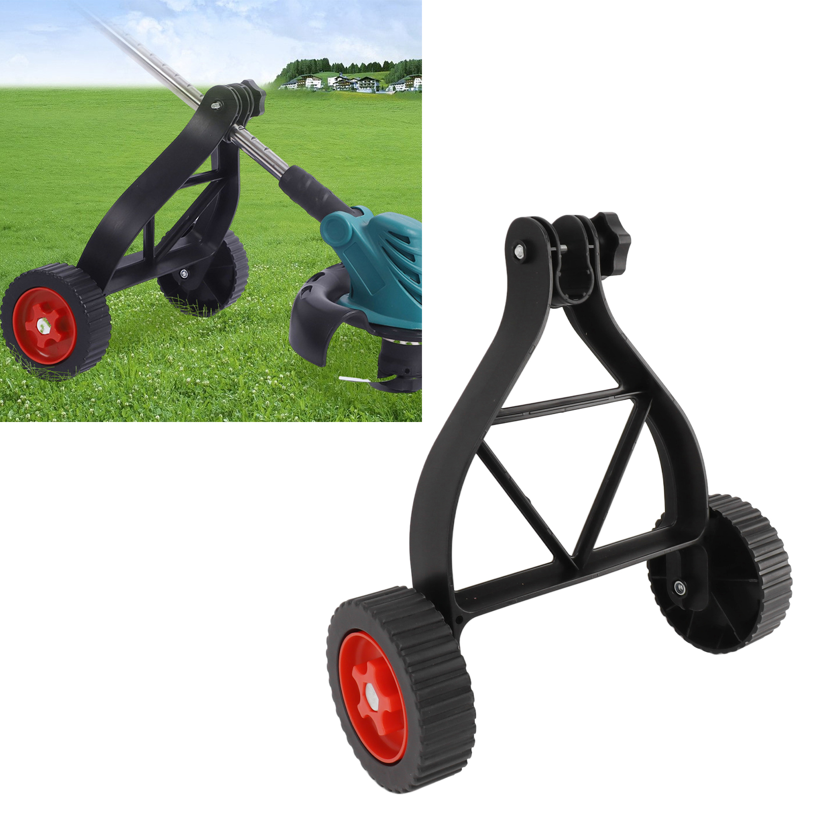 Cordless Grass Trimmer Support Wheels, Grass Trimmer Auxiliary Wheels Reduce Vibration Stable Construction Efficient Mowing  for Yard