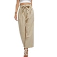 thumbnail image 4 of CEHVOM Pantalon de Jambe Long en Lin de Coton Solide Décontracté pour Femmes, 4 of 8