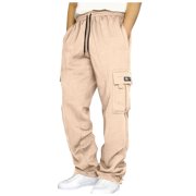 Ketyyh-chn99 Linen Pants for Men Slim Fit Cotton Linen Pants Men's Jeans Breathable Pocket Two Pants Men's Outdoor Casual Pants Size for XL,Beige