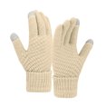 thumbnail image 3 of Women Winter Wool Warm Gloves Solid Color Fleece Knitted Cold Proof Gloves, 3 of 3