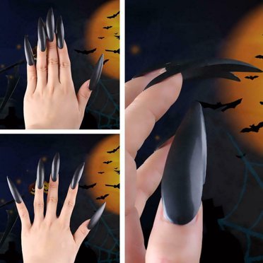 10Pcs Halloween Witch False Nail Tips Zombie Cosplay Full Cover  Nails Artificial Nails