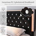 thumbnail image 4 of SIBEDS Queen LED Bed Frame with 2 Storage Drawers, PU Leather Diamond Tufted Headboard, RGB Lights, Noise Free, Black, 4 of 8