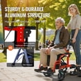 thumbnail image 3 of VEVOR Déambulateur 2 en 1 et Fauteuil de Transport pour Aînés, Déambulateur Roulant Pliant Fauteuil Roulant Combo et Repose-Pieds, Déambulateur Léger avec Poignée Ajustable, Roues Tout-Terrain, 300 Lb, Rouge, 3 of 9