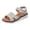 Beige, variant on Women's Wedge Sandals Open Toe Breathable Woven Soft Sole Non Slip Walking Slides Shoes with Hook and Loop White Size 7