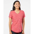 thumbnail image 1 of Women`s Mèlange Tech V-Neck T-Shirt, L, Collegiate Red Melange, 1 of 3