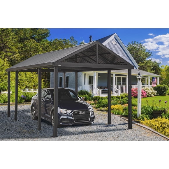 Sojag 20' x 12' Samara Carport with Aluminum Frame and 10' High Galvanized Steel Roof for Easy Drive Through Access
