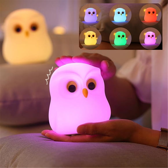 RKSTN Night Light Owl Night Light Children's Rechargeable Silicone Colorful Sensor Night Light Led Lights
