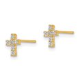 thumbnail image 2 of Boucles d'Oreilles en Or Jaune 14 Carats Madi K Poli CZ Cross Post, 2 of 2