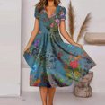 thumbnail image 2 of QIPOPIQ Robes pour Femmes pour Invitées de Mariage Fête Manches Courtes Imprimé Col en V Mi-Été Robe Longueur Cuisse Robes Robe Tendance Offres 2023, 2 of 6