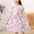 thumbnail image 2 of Robe d'Été pour Fille à Manches à Volants, Décontractée et Fluide, Robe Tunique Évasée à Motif Floral, Robe Chemise, Robe d'Été 3-15 Ans, 2 of 6