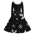 thumbnail image 3 of TIMIFIS Robes de Noël pour Femmes, Robes Maxi pour Femmes Robe Vintage des Fêtes à Manches Longues en Fourrure à Col en V avec Dos Nu, 3 of 3