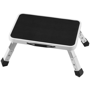KFFKFF One-Step Stool with 330lbs Load Capacity, Foldable Metal Ladder with Three Height Adjustments, Compact Adult Step Stools for Easy Reach, Stable and Anti-Slip for Offices, RVs, Pets, Bedrooms