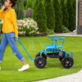 thumbnail image 4 of Costway Chariot de Jardin Roulant Trottinette à Hauteur Réglable avec Siège Pivotant et Rangement pour Outils Bleu, 4 of 10