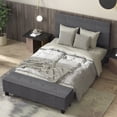 thumbnail image 4 of Costway Full Upholstered Bed Frame with Ottoman Storage Linen Button Tufted Headboard, 4 of 10