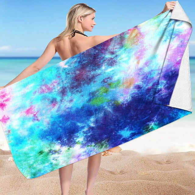 LSLJS Beach Serviette de Plage Été Essentials Serviettes de Plage Microfibre Serviette de Bain Super Légère Colorée Anti-Sable Couverture de Plage Multi-Usage pour Voyage Piscine 30x60 Pouces