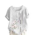 thumbnail image 1 of Cameland Hauts pour Femmes Col Rond Manches Courtes Imprimé Floral Chemise Ample, 1 of 5