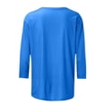 thumbnail image 4 of Hauts d'Été Mode pour Femmes T-shirt Uni Mi-Long Manches 3/4 Blouse Col Rond Hauts Décontractés Hauts de Sortie pour Femmes Été en Liquidation, 4 of 5