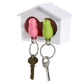 thumbnail image 1 of MasteelfCA White Birdhouse with 2 Whistle Pink Green Sparrow Key Ring Holder, 1 of 7
