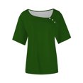 thumbnail image 3 of T-shirt à Boutons Col en V pour Femmes Manches Courtes Blouse Décontractée Ample Basique, 3 of 4