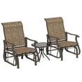 thumbnail image 1 of Outsunny 3PCs Glider Rocking Chairs with Table for Patio Garden Brown, 1 of 10