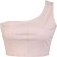 thumbnail image 4 of Women's Sleeveless Crop Tops Sexy One Shoulder Strappy Tees Basic Crop Tank Tops(Skin Powder,S), 4 of 5