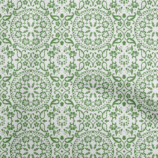 oneOone Georgette Viscose Green Fabric Asian Block Floral Sewing Craft Projects Fabric Prints By Yard 42 Inch Wide