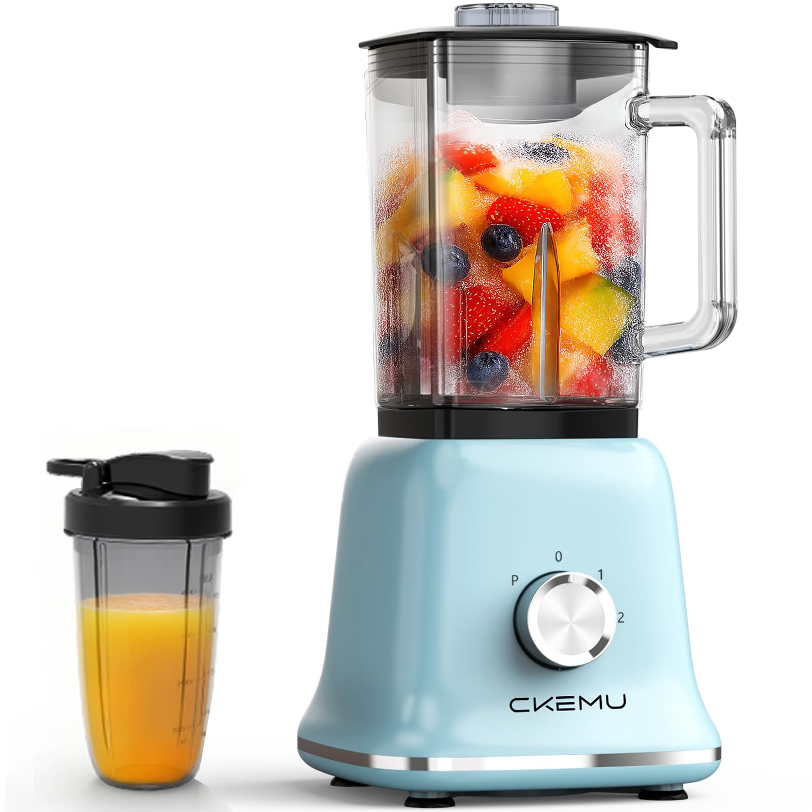 Countertop Blenders for Kitchen, Powerful Blender 25000 PRM with 58 Oz Glass Jar & To-Go Cup for Smoothies, Ice Crushing, Frozen Fruits, Milkshakes, Pulse Function, Self