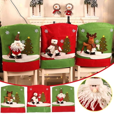 QIPOPIQ Dining Covers Chair Decor Christmas Seat Cover Santa Claus Home Party Decor Christmas Winter Decoration Gift Clearance New Year