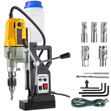 VEVOR Magnetic Drill, 1100W 1.57" Boring Diameter, 2697lbf/12000N Portable Electric Mag Drill Press with 12 Drilling Bits, 580 RPM Max Speed Drilling Machine for any Surface and Home Improvement