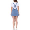 thumbnail image 3 of Unique Bargains Jupe à Bretelles Mini Décontractée pour Femme en Coton Lavé, Boutonnée devant, Ligne a, Bleu Effiloché, m, 3 of 6