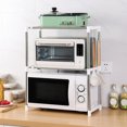 thumbnail image 1 of CNKOO Seasonal Savings!shelves Microwave Rack Expandable Countertop Storage Carbon Steel 2 Hooks Kitchen Utensils Tableware Compact Design for Home Efficient Organization|stainless Steel, 1 of 7