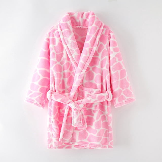 RXIRUCGD Robe de Nuit en Flanelle pour Enfants, Peignoir Imprimé à la Mode, Tenue Décontractée ( Rose, Taille : 4 Ans )