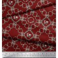 thumbnail image 2 of Soimoi Red polyester Crepe Fabric Floral Wreath Geometric Print Sewing Fabric Yard 52 Inch Wide, 2 of 5