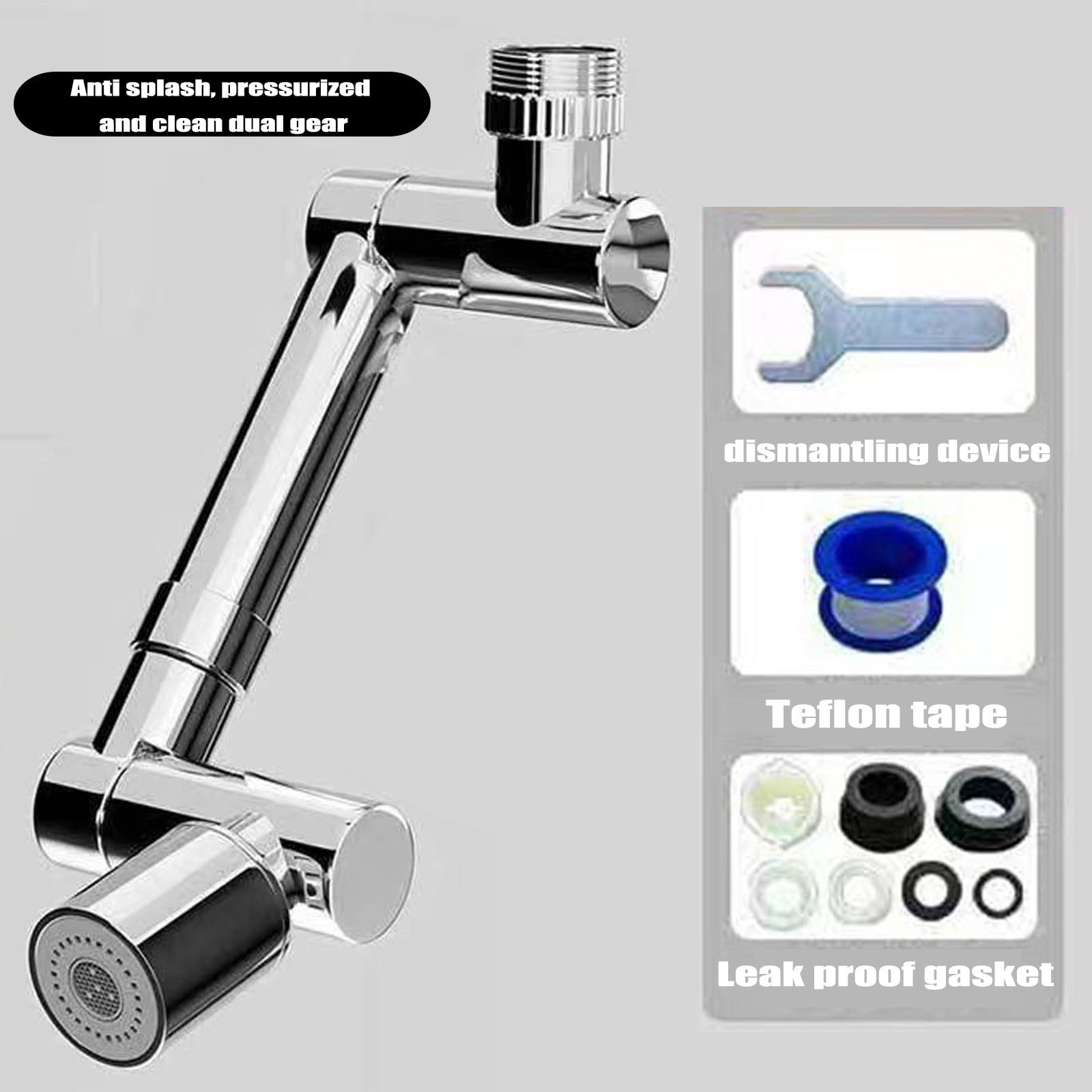 PUREKKI 1440 Degree Rotating Faucet Universal Faucet Extender Mechanical Arm Nozzle