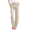 thumbnail image 1 of XZNGL Mode Femmes Été Décontracté Ample Coton et Lin Poche Pantalon Uni, 1 of 7