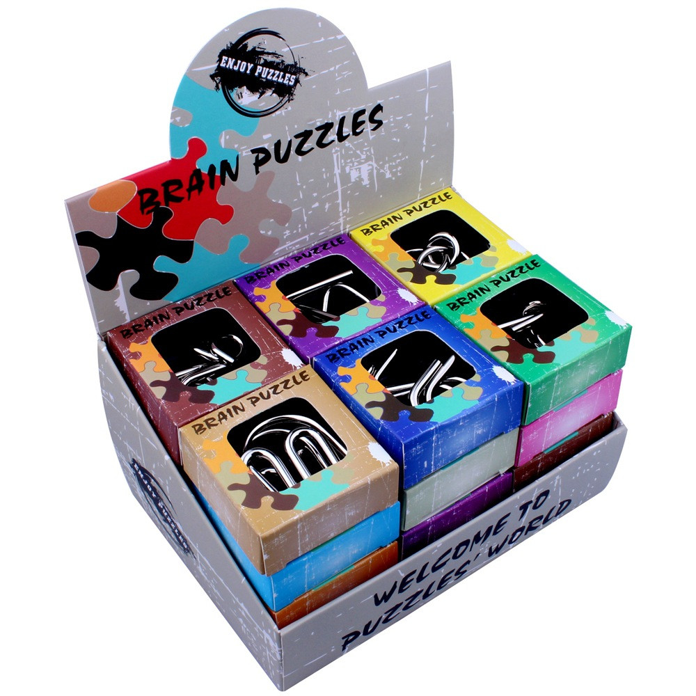 TOUMENY Metal Brain Teaser Puzzle Set, 24-Piece Disentanglement Puzzles for Adults, Steel Brain Teaser with Instructions, IQ Test Puzzles for Travel Family Game Night