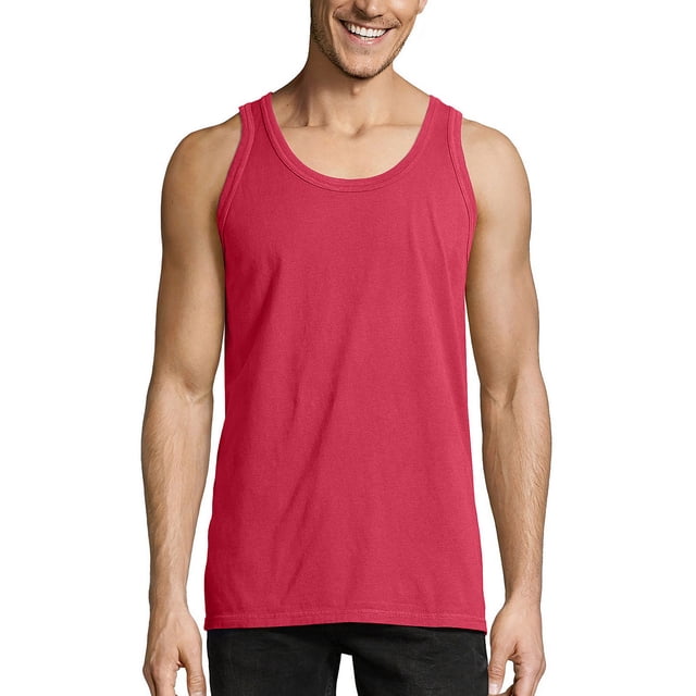 Hanes Mens ComfortWash Garment Dyed Sleeveless Tank Top, S, Crimson Fall