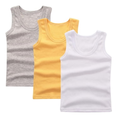 zbxnLI Lot de 3 Débardeurs pour Tout-Petits Filles Garçons T-Shirts en Coton à Col Rond Camisoles Basiques Vêtements d'Été