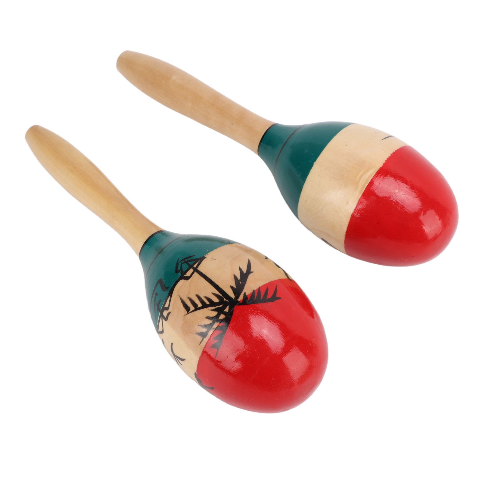 DOMG Maracas Hochets de Percussion à Main, Shaker Rumba en Bois Instrument Musical pour Enfants Adultes, Lot de 2 (MRCAS02