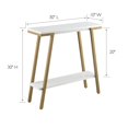 thumbnail image 2 of Bowery Hill Contemporary Wood Hall Console in White with Gold Metal Base, 2 of 8