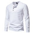 thumbnail image 2 of Yuyuzo Men Basic Tops Long Sleeve 1/4 Button Notch V Neck Cozy Fall Casual Shirts Blouse Solid Color, 2 of 5