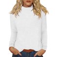 thumbnail image 1 of Floleo Women's Ribbed Turtleneck Fitted Tops Long Sleeve Shirts Basic Thermal Layering(White,L), 1 of 9