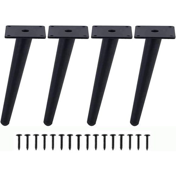 4 Pack Oblique Metal Furniture Legs Table Legs Cabinet Legs 25cm Height Tapered Furniture Legs for Sofas Tables and Other Cabinet Legs Black 25cm -
