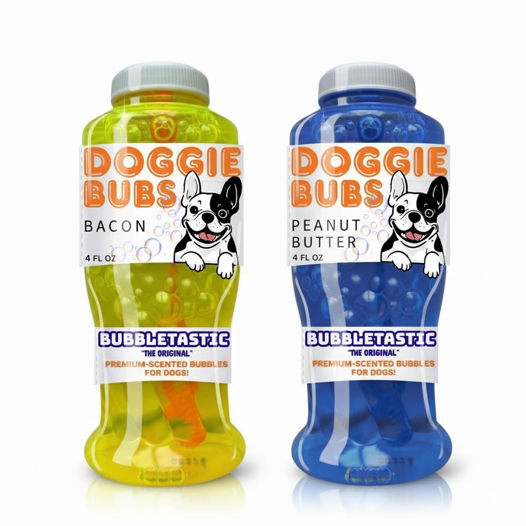 Dog Bubbles, 8 oz Total, Bacon and Peanut Butter Scented, Set of 2