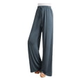 thumbnail image 1 of Diufon Straight Pants for Women Elastic High Waist Drawstring Pants Cotton Solid Color Lounge Wide Leg Pants, 1 of 5