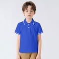 thumbnail image 2 of T-shirts Garçons Manches Courtes Décontracté Polo Uni Bleu 5-6 Ans, 2 of 6